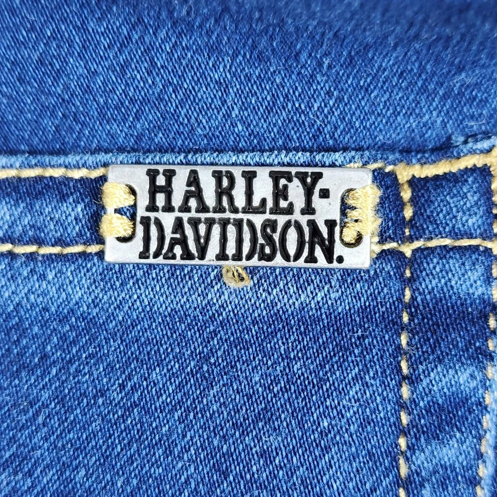 Harley Davidson Boot Cut Jeans Womens 31 Blue Pull On Stretch Denim - Never Worn
